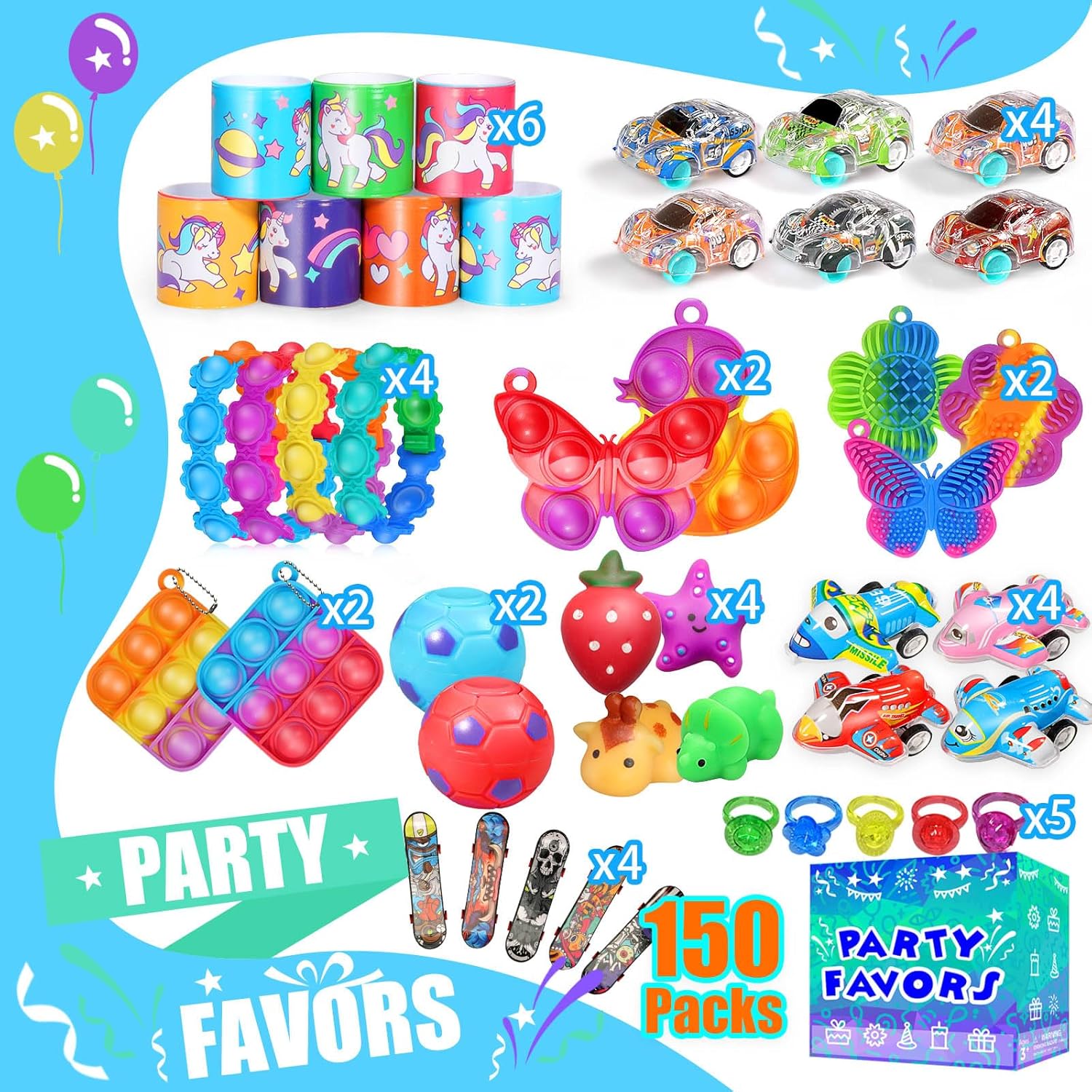 Party Favors for Kids 8-12 4-8, 150-Pack Fidget Toys Bulk, Treasure Box Toys for Classroom, Stocking Stuffers Goodie Bags, Classroom Prizes, Birthday Holiday for Boys Girls - Image 2