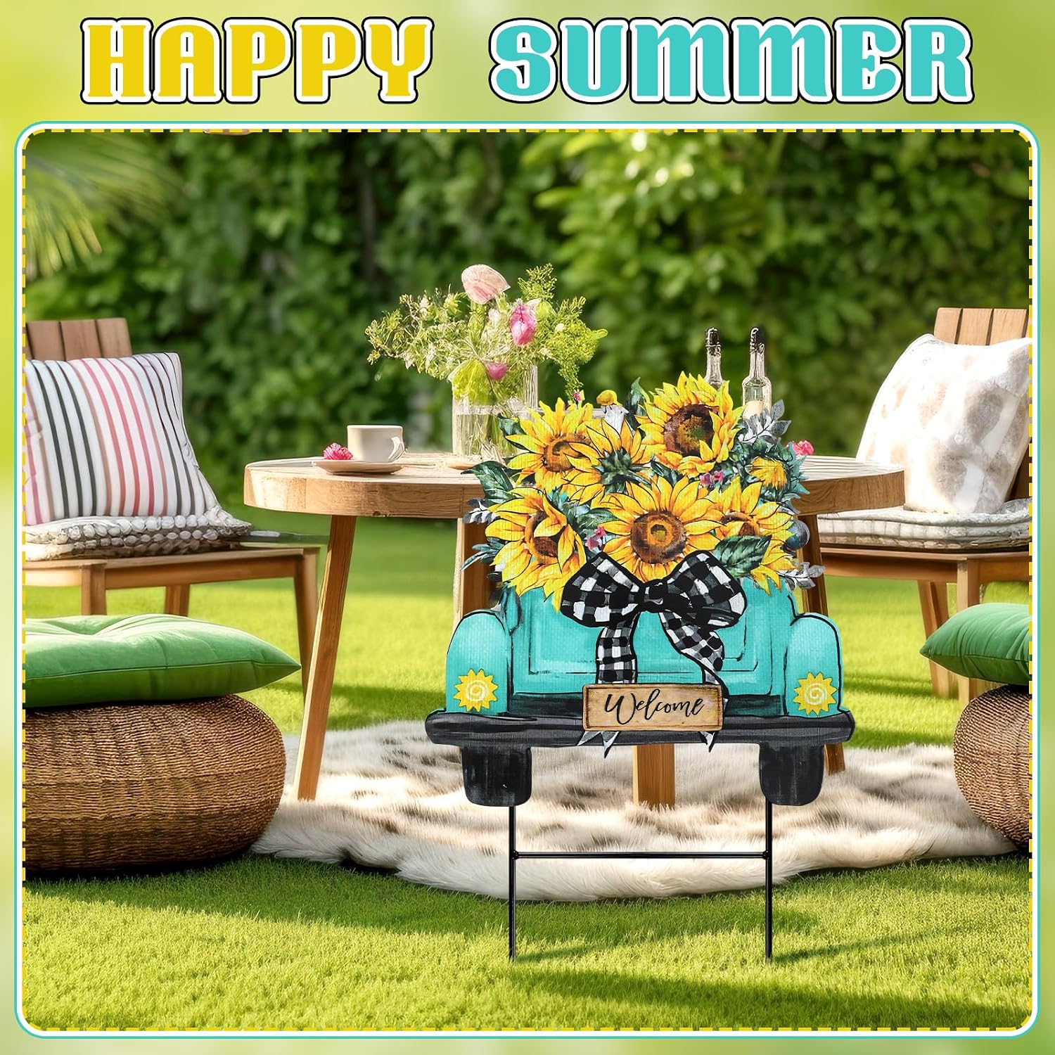 Weysat Sunflowers Yard Sign 13.7 Inch Sunflowers Metal Decoration Outdoor Summer Decoration for Home Outdoor Summer Truck Yard Decor with Stakes Waterproof for Garden Patio Lawn Party Walkway Decor - Image 5