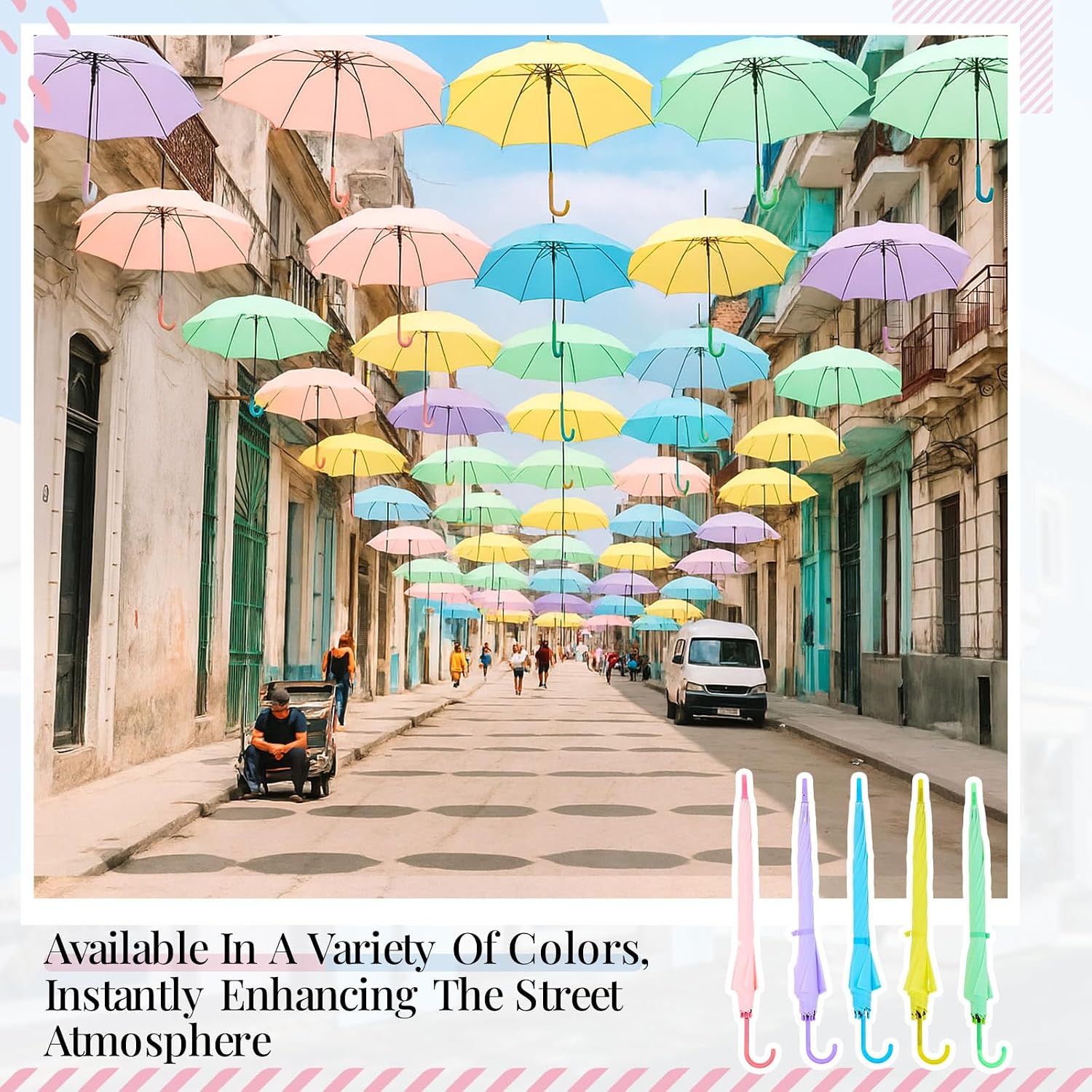 Eccliy Decorative Street Umbrella for Hanging 35.5 Inch Macaron Color Stick Umbrellas for Outdoor Wedding Birthday Party Decor Photo Booth Props Garden Street Commercial Decoration - Image 6