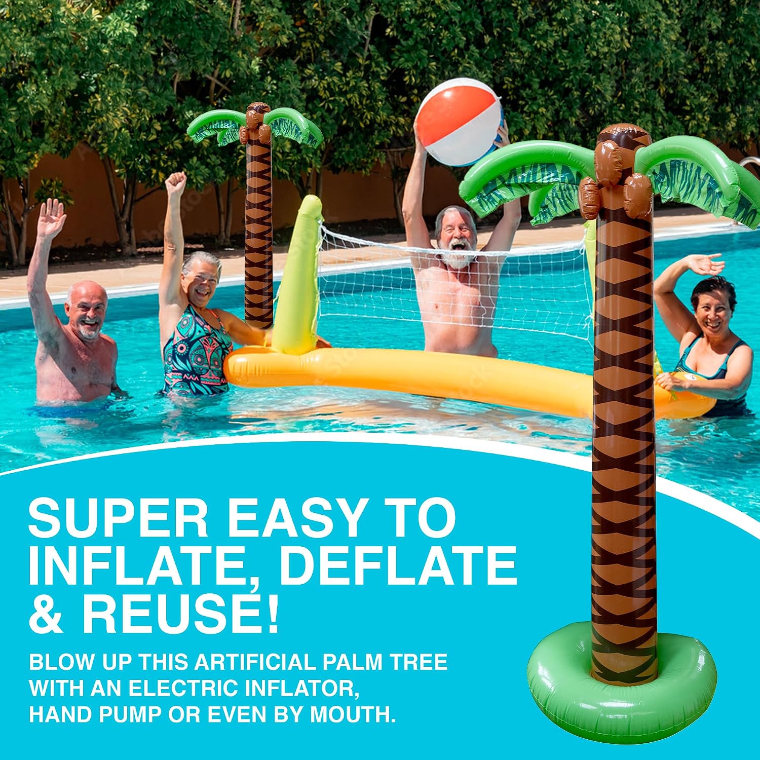 Giant Inflatable Palm Trees - 2 Pack - 6 Foot Super Sturdy Trees for Luau Parties, Beach Decor, Poolside Ambiance, Tropical Theme Decor & Outdoor Fun, Easy Inflation - Image 4