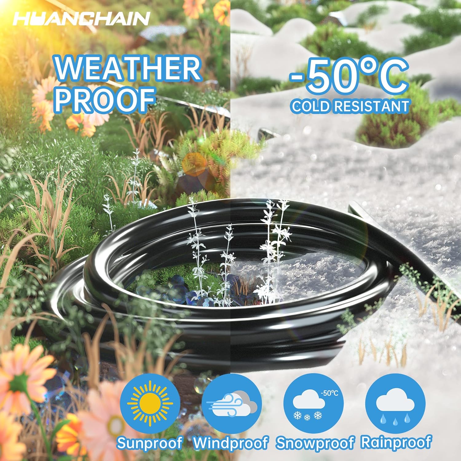 HUANCHAIN Indoor Outdoor Black Extension Cord 15 ft Waterproof, 16/3 Gauge Flexible Cold-Resistant Appliance Extension Cable Outside, 13A 1625W 16AWG SJTW, 3 Prong Electric Cord, ETL - Image 4