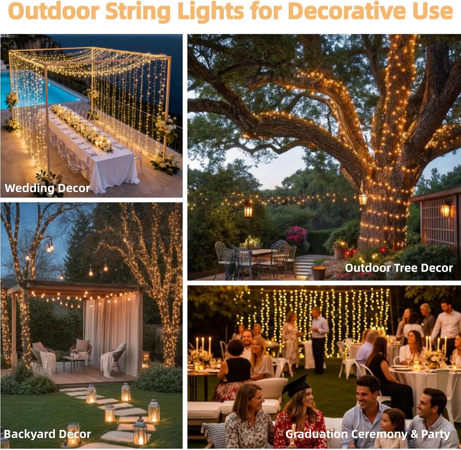 JMEXSUSS 200 LED String Lights Indoor Outdoor Clear Wire, Connectable Warm White Christmas String Lights for Bedroom, 66 Ft Twinkle Fairy Light Plug in for Wedding Home Tree Yard Patio Classroom Decor - Image 6