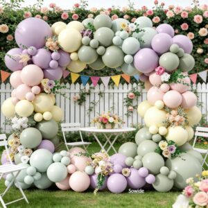 Pink Purple Green Balloon Arch Kit,...
