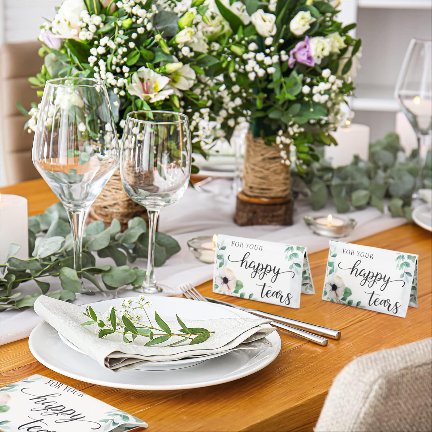Yinder 60 Bulk Happy Tears Tissue Packs for Wedding 3 Ply Pocket Size Tissues Packs for Guests Facial Individual Wedding Favors Party Supplies Travel Graduation Celebration(Green Flower) - Image 6