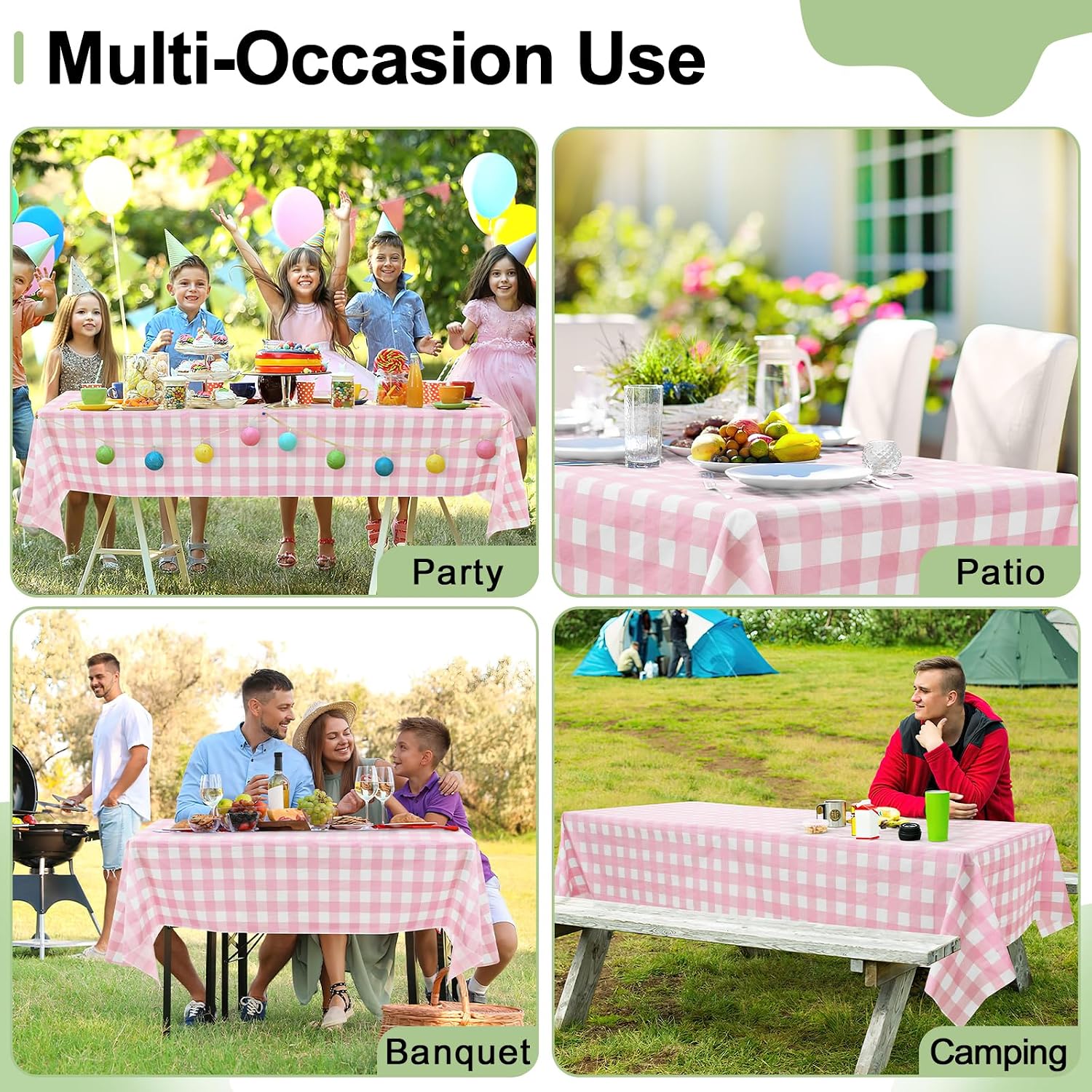 misaya 12 Packs Buffalo Disposable Table Cloth, 54 x 108 Inch Waterproof Plastic Tablecloth, Rectangle Pink and White Checkered Table Covers for Picnic, Birthday, Party, Back to School - Image 7