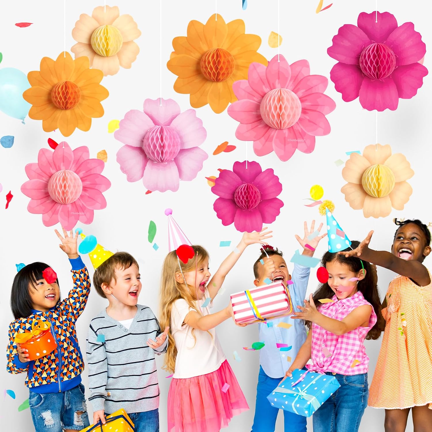 Paper Jazz Hanging Paper Flower Sunflower Honeycomb Party Decoration Pink Orange Spring Garden Themed Summer Party Supplies Large Paper Flower for Wall for Tea Party Baby Shower Wedding. - Image 7