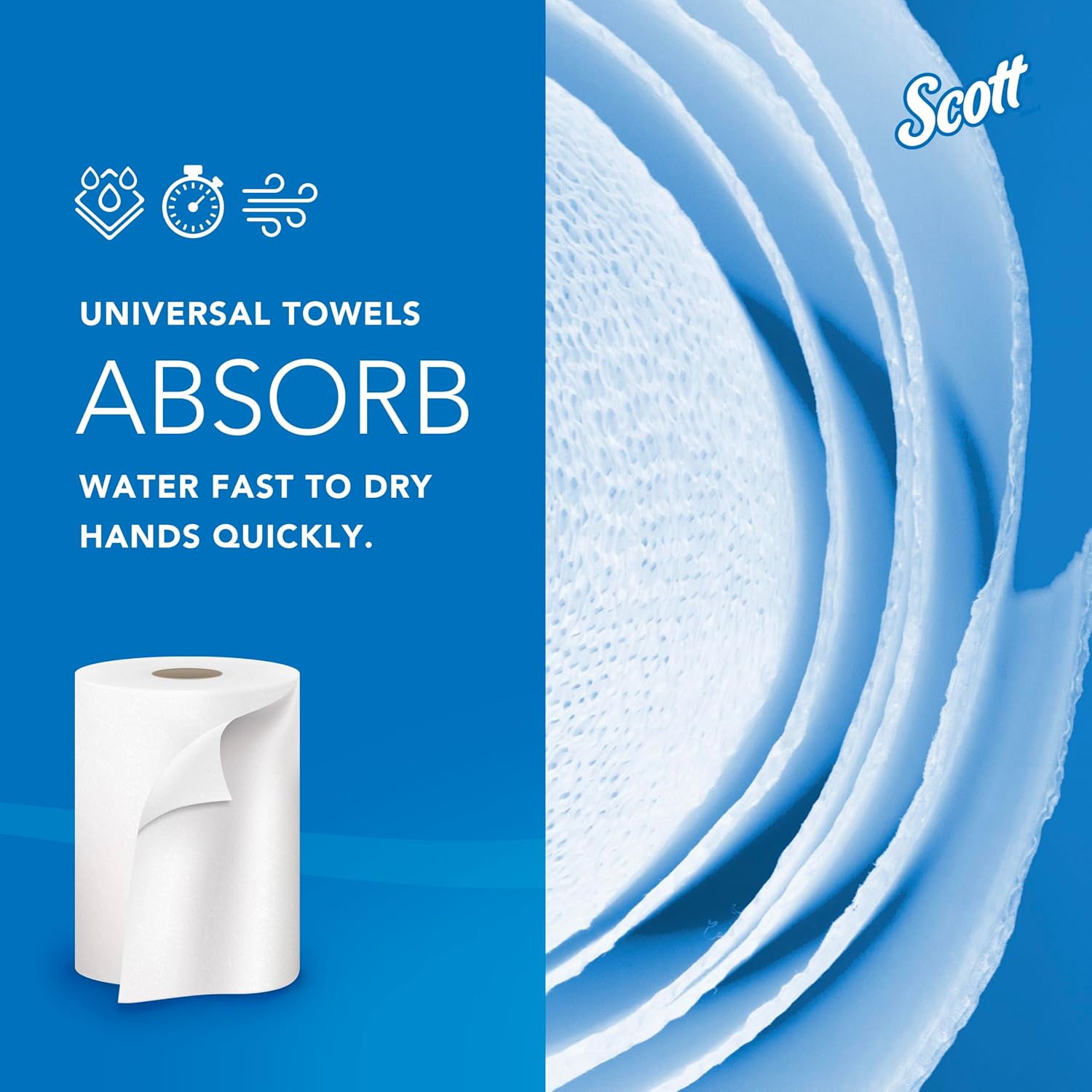 Scott Professional Universal 100% Recycled Fiber Hard Roll Paper Towels, Bulk (56158), Hardwound 1.5" Core, Absorbency Pockets, Compressed, White (6 Rolls at 800' Each, 4,800'/Case) - Image 5