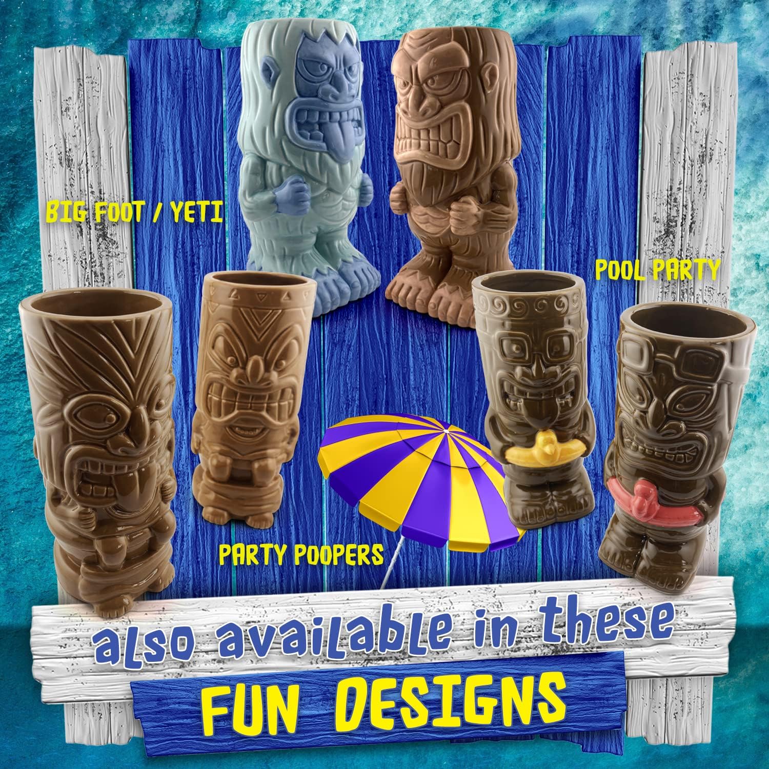Tiki Mug Set Bigfoot and Yeti Ceramic Mugs, Set of 2 - Mythical Collectible Tiki Cups - Tumbler Coffee Mugs, Tropical Drinkware For Home Kitchen - Each Mug Holds 20 Ounces - Image 7
