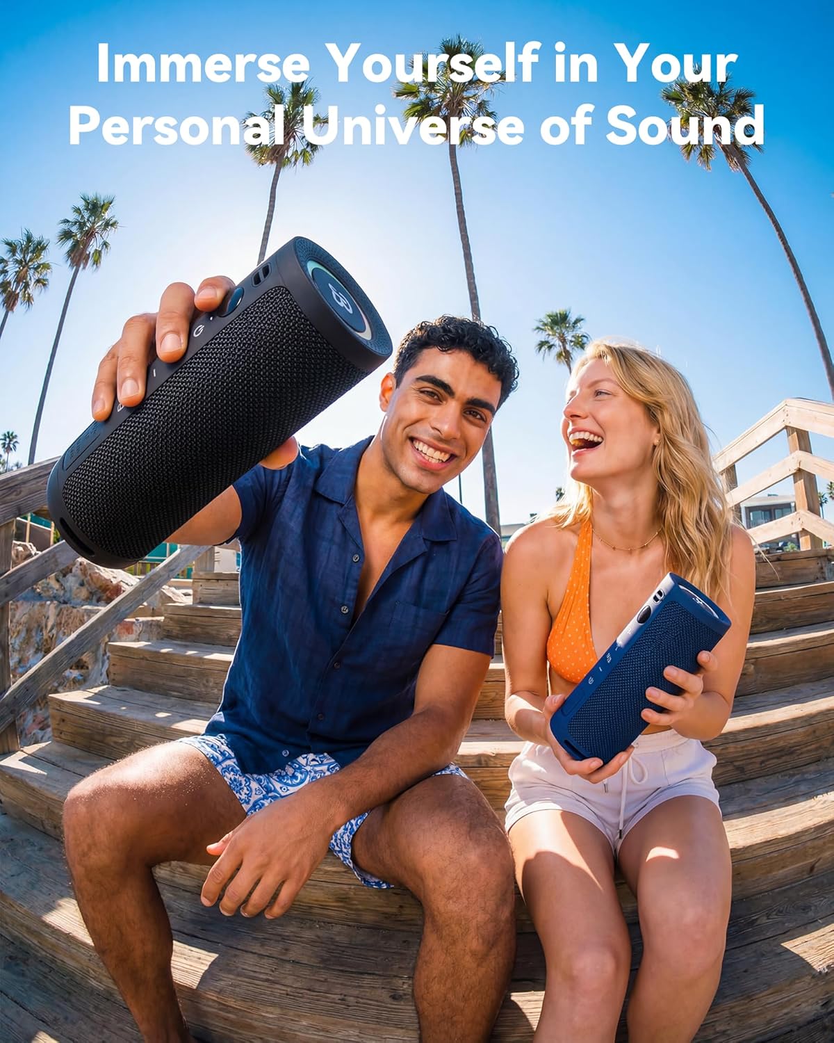 BassBloom Roar 3 Portable Bluetooth Speaker,20W Powerful Sound with JIKE Bass,IPX6 Waterproof,24H Playtime,Bluetooth 5.4,RGB Lights,Wireless TWS Pairing,Outdoor for Camping and Beach (Black) - Image 5