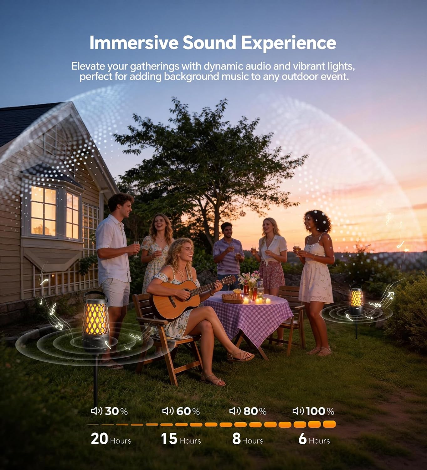Outdoor Speakers Gifts for Men Bluetooth Speaker with Lights Multi-Sync up to 100 Speakers Auto-Pairing HD Stereo Sound Cool Stuff House Warming Gifts IPX5 Waterproof Lantern for Camp|Patio|Pool|Yard - Image 5