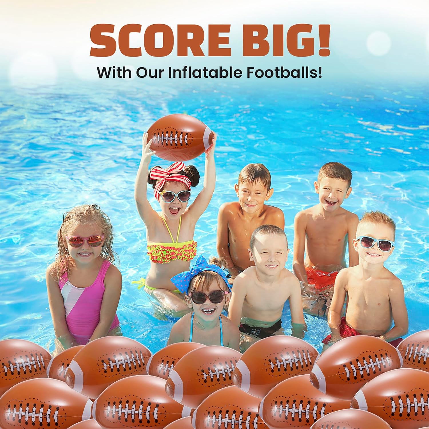 Bedwina 12-Pack 16" Inflatable Footballs for Football Party Decorations & Party Favors – Blow-Up Sports-Themed Beach Balls for Game Day & Birthday Supplies, Goodie Bag Stuffers - Image 5