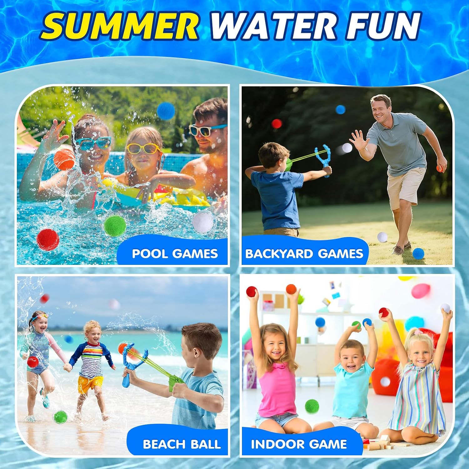 Reusable Water Balloons Set for Kids, Slingshot with 10 Soft Balls, Outdoor Indoor Toys for Backyard Pool Beach Summer Water Fight Play Games for Boys Girls Adult - Image 7