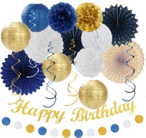 Navy-Blue White Gold Birthday Party...