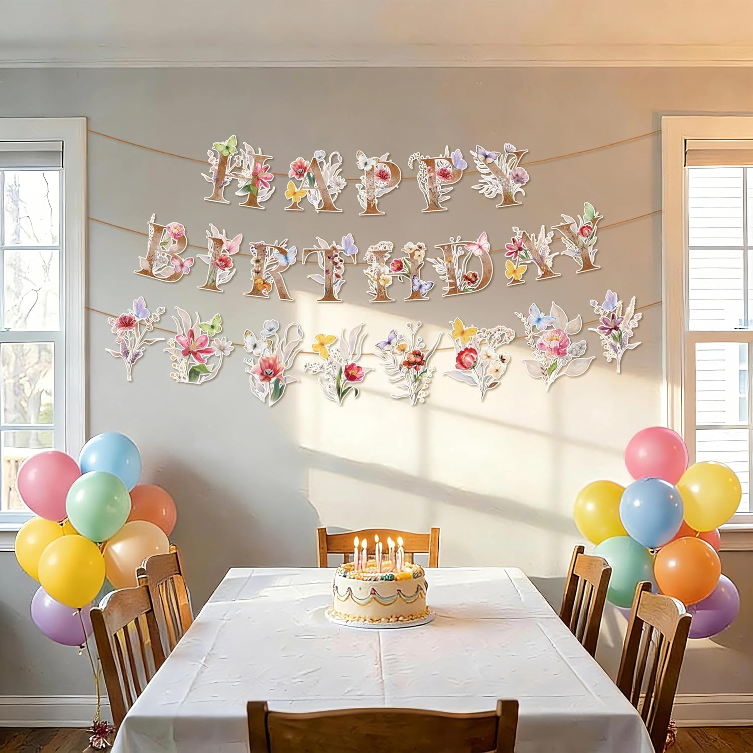 BORAMDO 206 PCS Wildflower Birthday Party Decoration,Spring Floral Baby Shower Decor with Plates Napkins Cups Cutlery Tablecloths Cake Toppers Banner Balloons for Flower Garden Party Supplies(Vintage) - Image 4