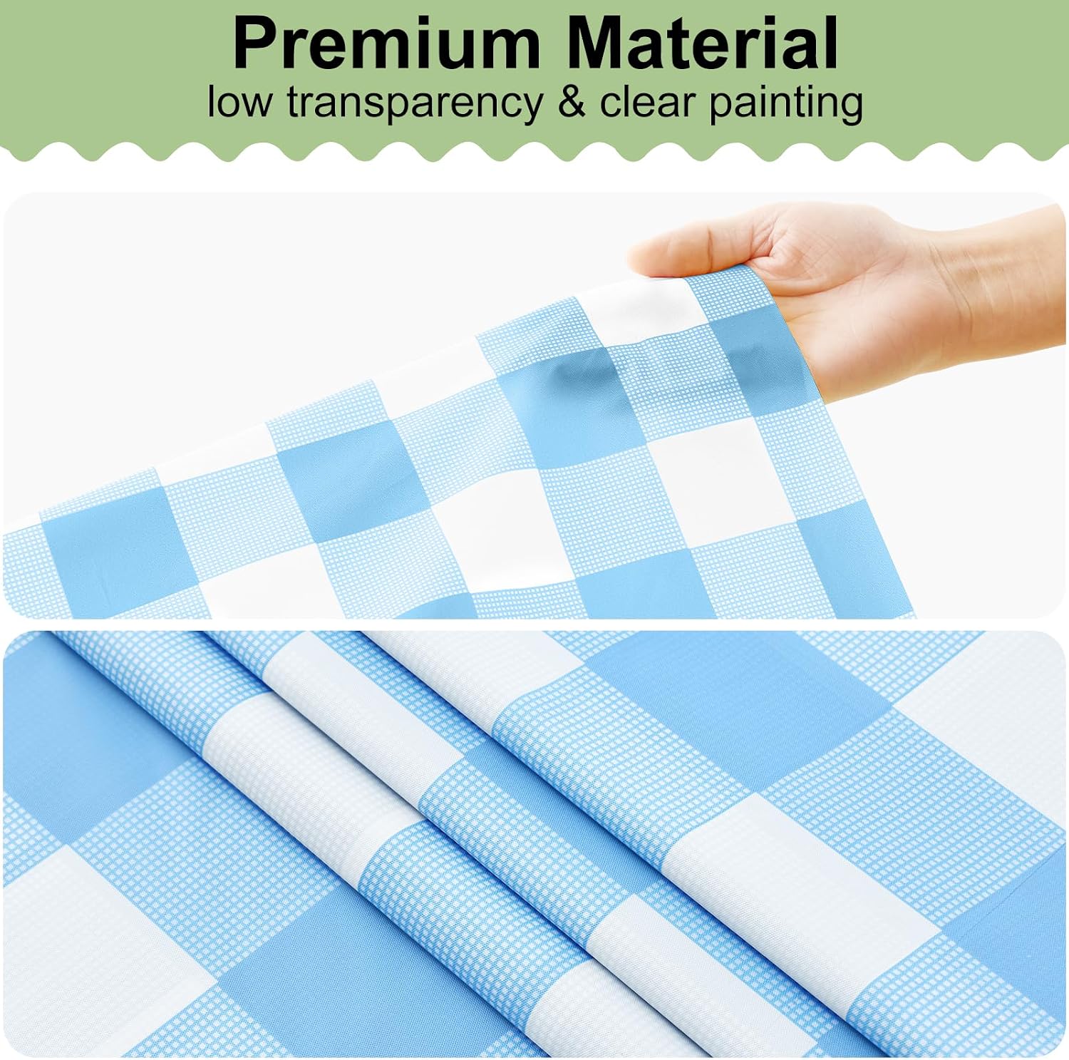 misaya 4 Packs Buffalo Disposable Table Cloth, 54 x 108 Inch Waterproof Plastic Tablecloth, Rectangle Baby Blue and White Checkered Table Covers for Picnic, Birthday, Party, Back to School - Image 6