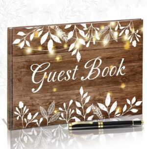 Wood Grain Wedding Guest Book with ...