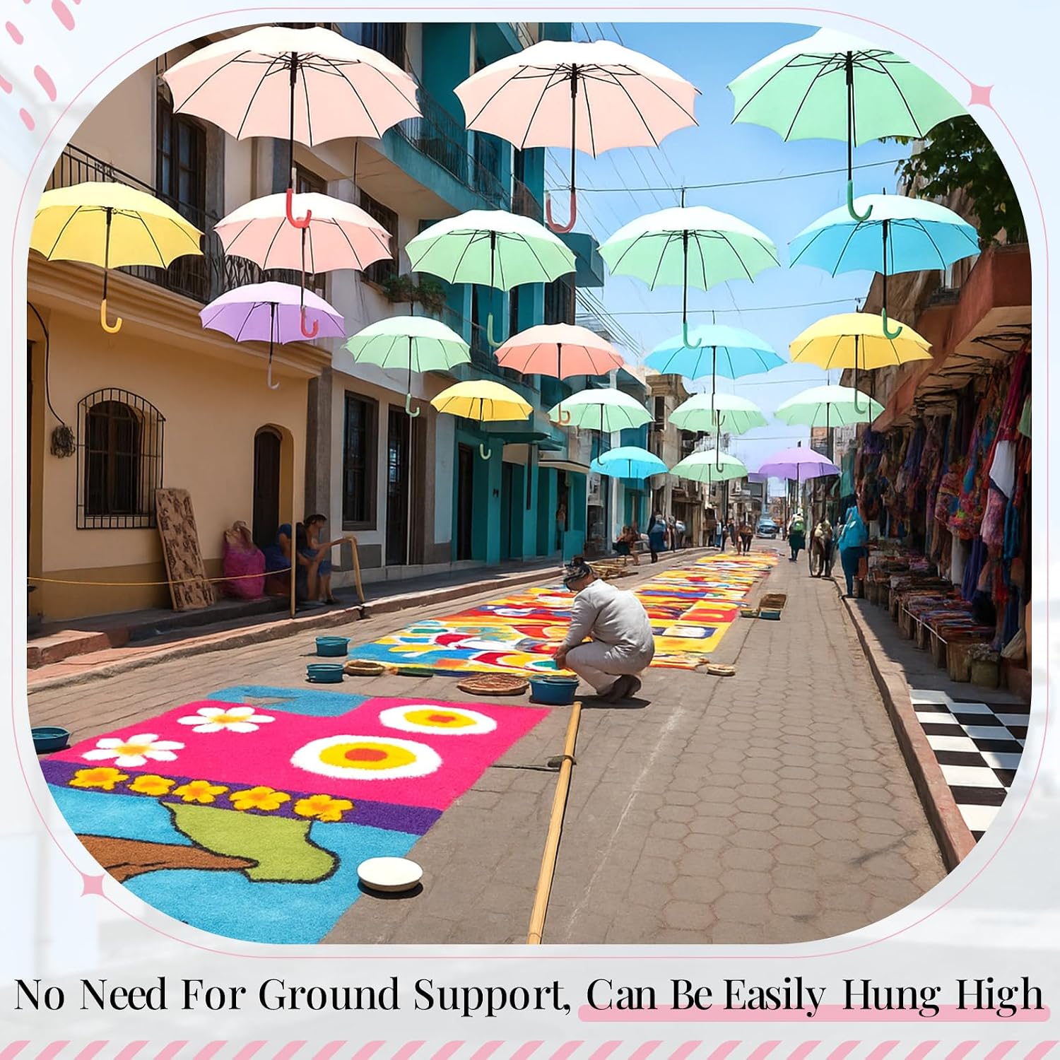 Eccliy Decorative Street Umbrella for Hanging 35.5 Inch Macaron Color Stick Umbrellas for Outdoor Wedding Birthday Party Decor Photo Booth Props Garden Street Commercial Decoration - Image 5