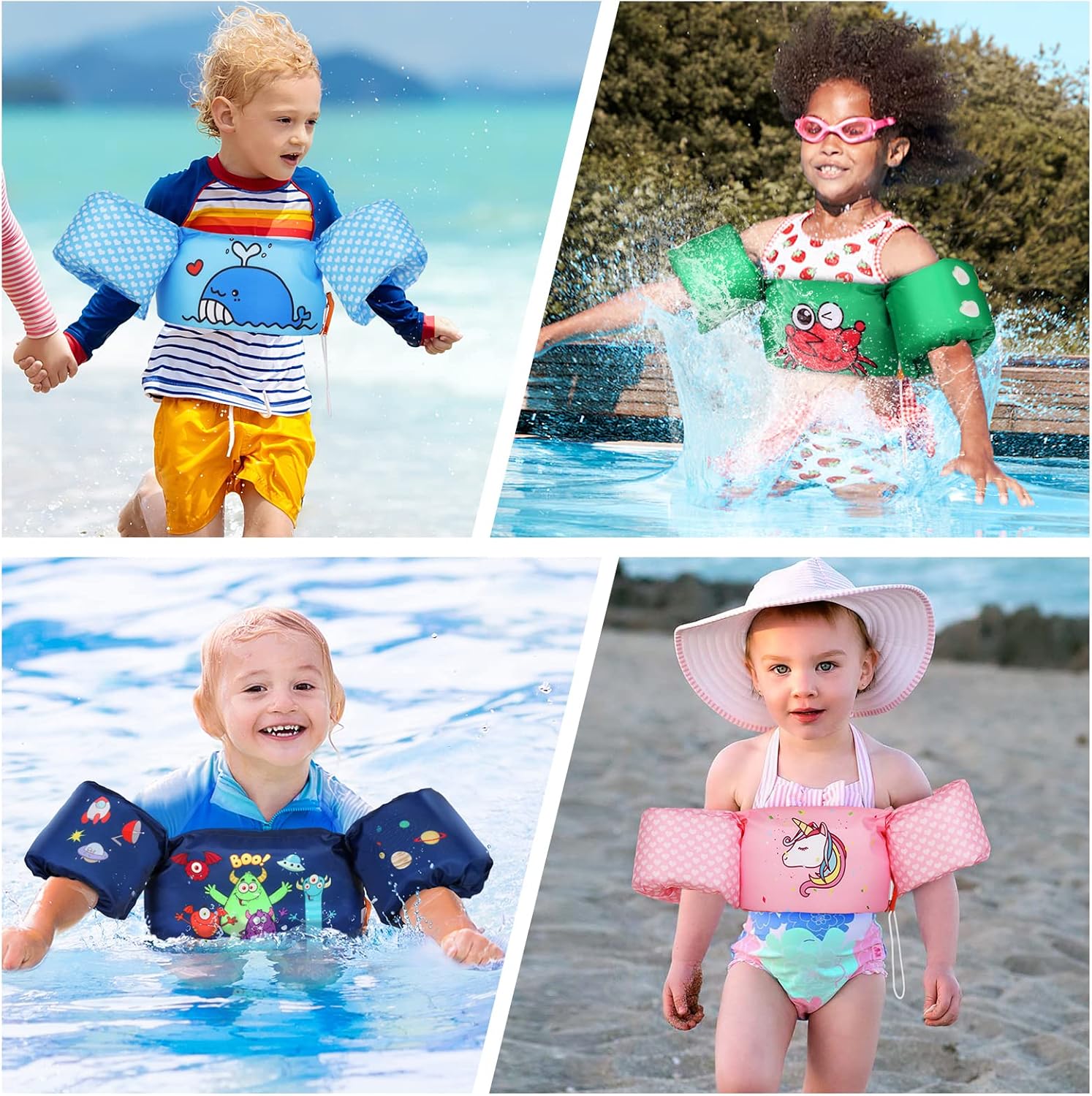 MoKo Swim Arm Band for Kids 20-30-40-50lbs, Toddler Swim Vest Cute Cartoon Swimming Wings Pool Floats Sleeve Children Water Sports Learning Swim Training Equipment, Blue - Image 6