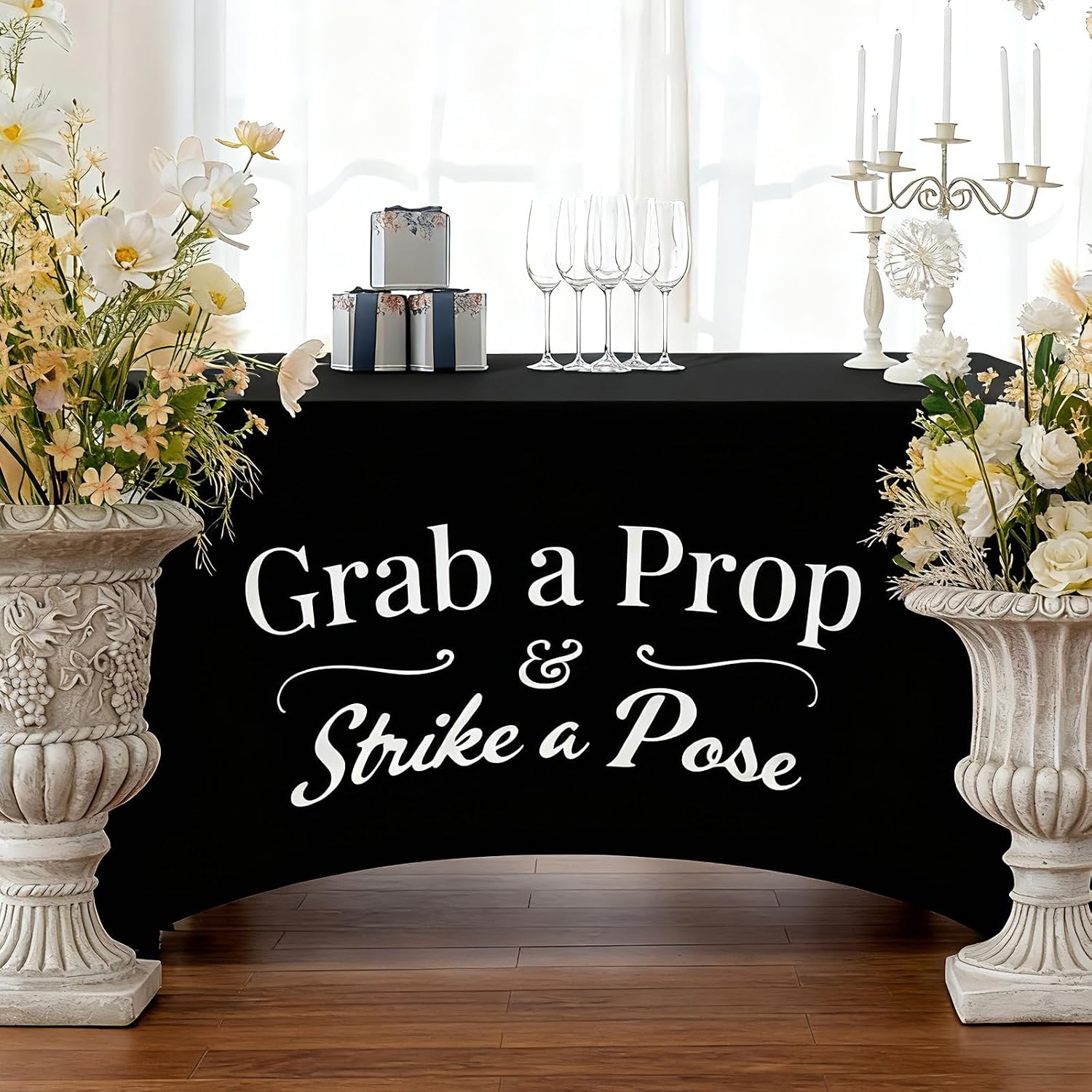 Gilprop Photo Booth Table Cloth Photo Booth Props Accessories Rectangle Tight Table Background for Indoor Outdoor Party Photography Decoration Graduation Wedding Birthday Bachelorette(Classic,4ft) - Image 4
