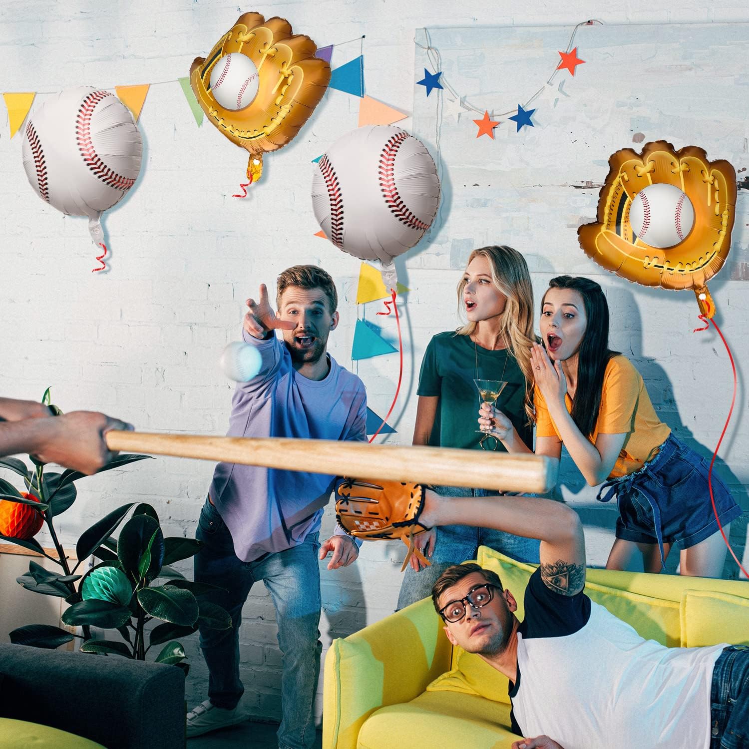 Skylety 8 Pcs Baseball Balloons Baseball Foil Glove Balloon Birthday Party Decorations 18'' Sports Themed Team Coach Stadium Photos Backdrop Senior Night Summer Party Decorations Supplies - Image 5