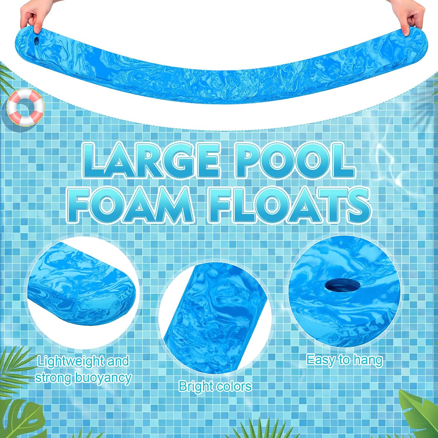 Foilswirl Large Foam Pool Noodles for Adults 45 Inches Pool Floats Noodles Jumbo Swimming Water Board Lounge Swirl for Travel Swimming Beaches Lake Party Decor - Image 3