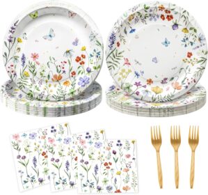 75Pcs Wildflower Plates and Napkins...