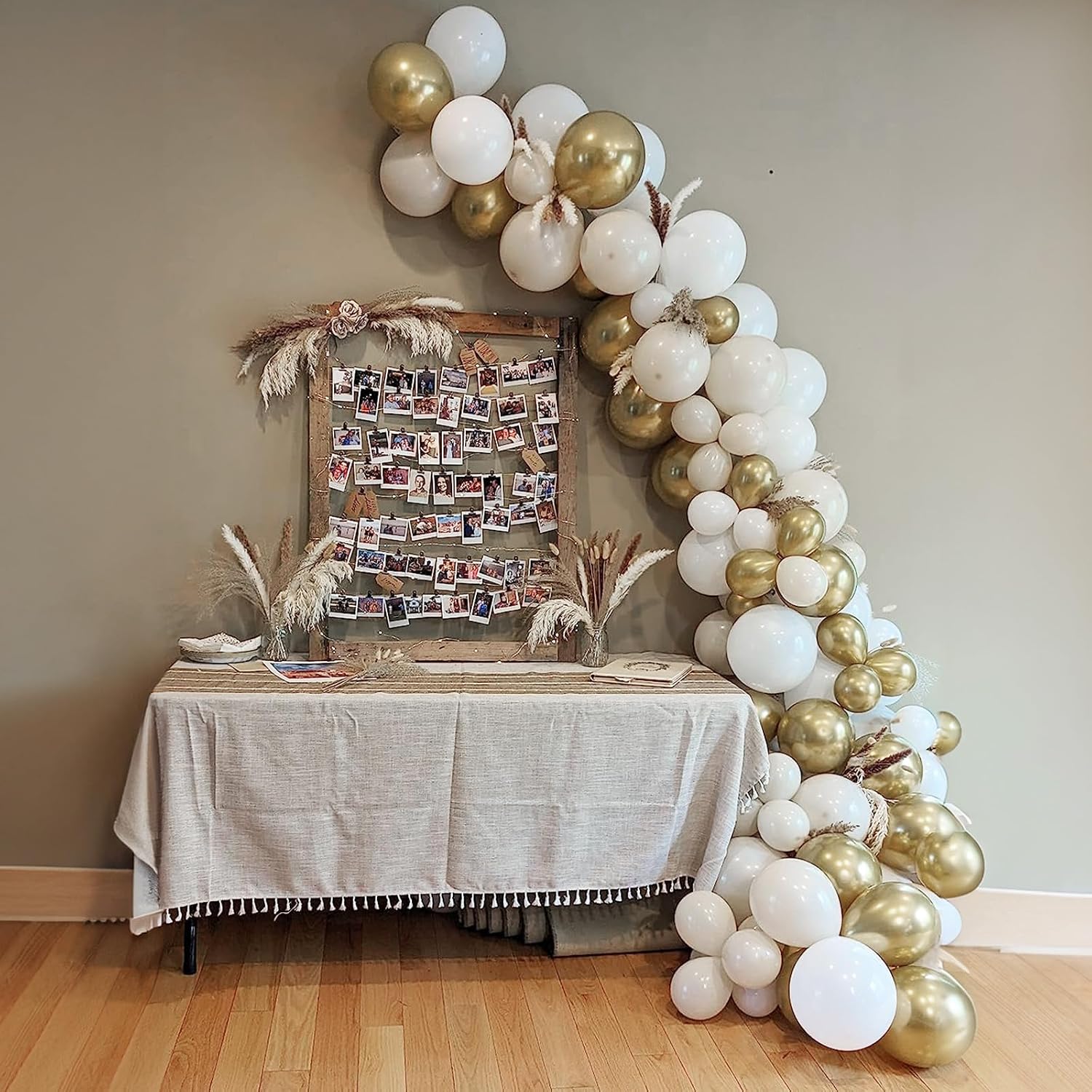 White and Gold Balloons, 12 Inch White Sand Gold Metallic Latex Balloons, Beige Gold Party Balloons for Boho Birthday Baby Shower Engagement Wedding Anniversary Party Decorations - Image 4