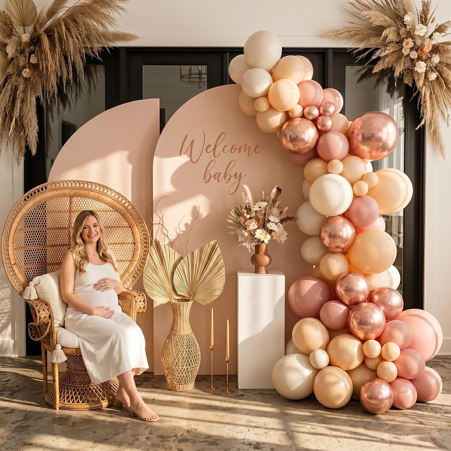 Retro Blush Pink Balloons, 60 Packs 12 Inch Dusty Pink Metallic Chrome Rose Gold White Sand Nude Balloons for Pumpkin Baby Shower Girls Women Boho Birthday Bridal Wedding Mothers Day Decorations - Image 5