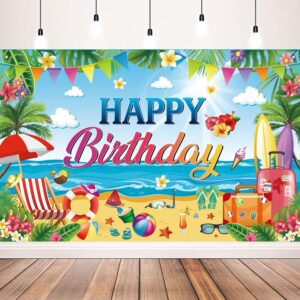 Happy Birthday Tropical Beach Backd...