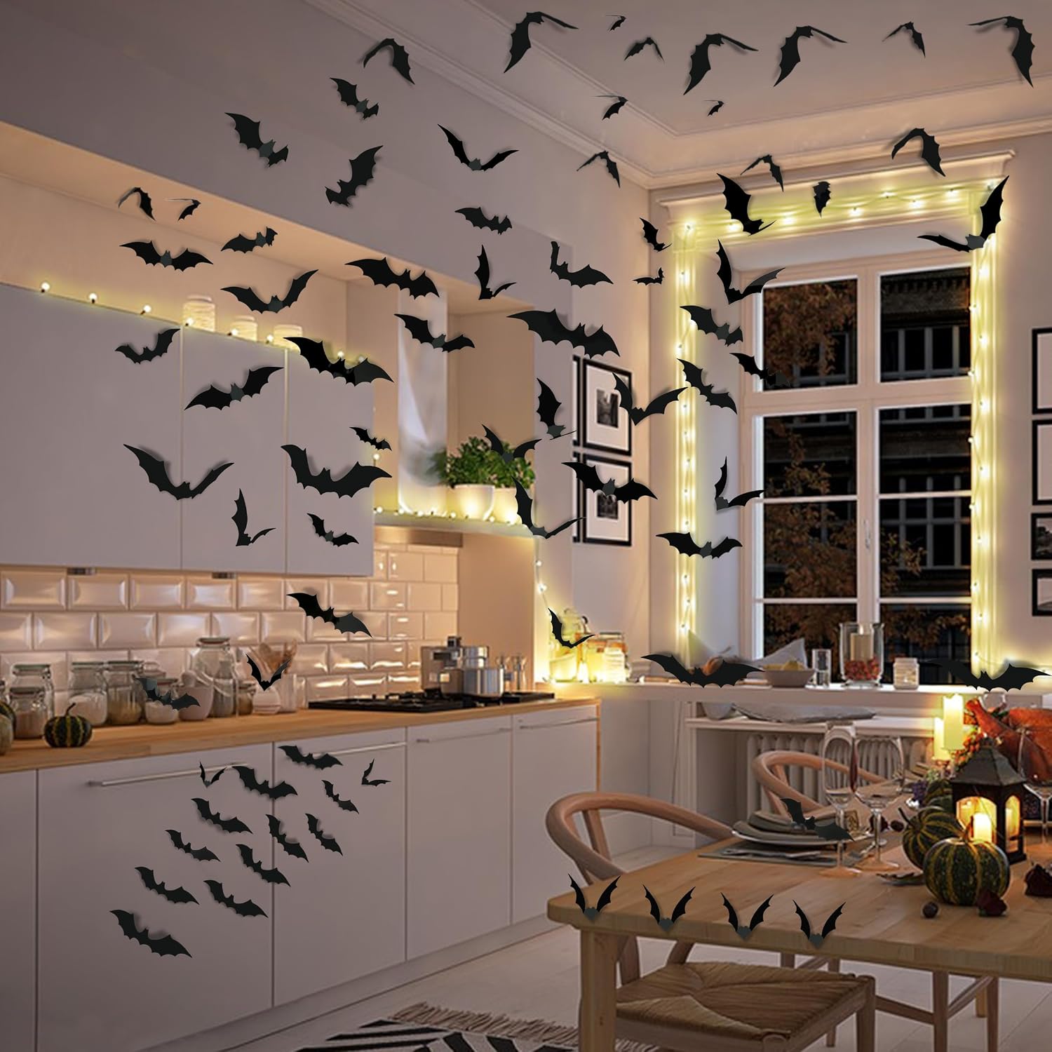 TDHDIKE Halloween Party Supplies & Decorations 140Pcs Realistic PVC 3D Black Scary Bat Wall Stickers for Creepy Home & Indoor Decor DIY Wall Decal Bathroom Decor - Image 8