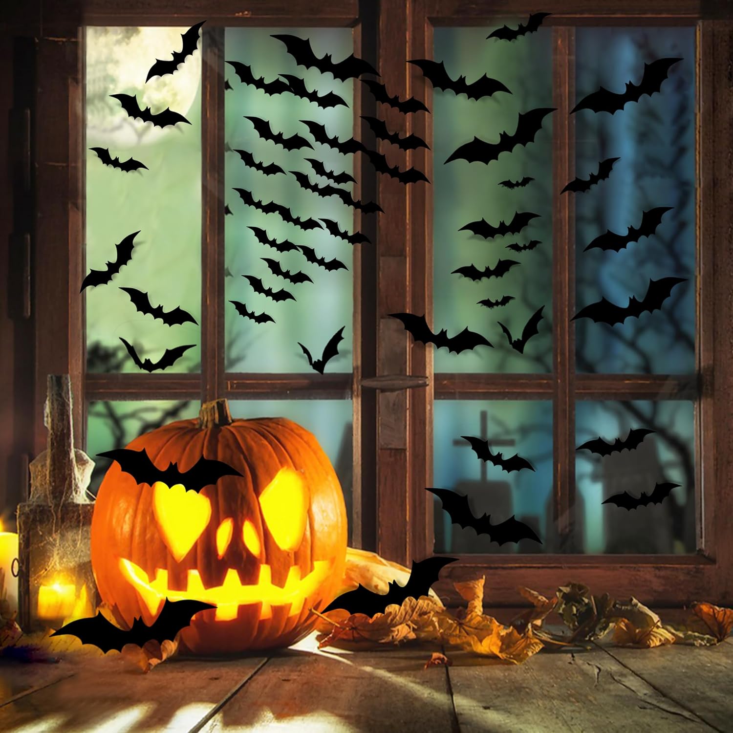 TDHDIKE Halloween Party Supplies & Decorations 140Pcs Realistic PVC 3D Black Scary Bat Wall Stickers for Creepy Home & Indoor Decor DIY Wall Decal Bathroom Decor - Image 2