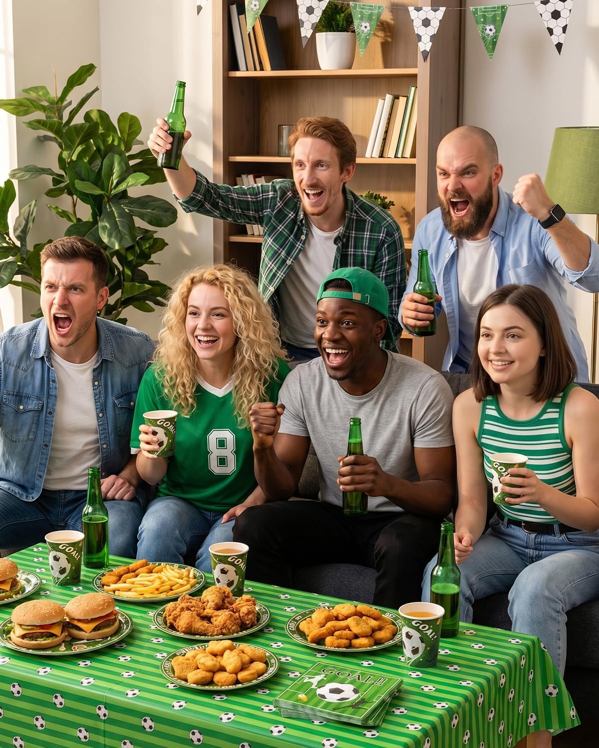 Goodluck World Cup Paper Plates for 30 Guests, Soccer Party Decorations Supplies, Disposable Tableware Sets Include Paper Plates and Napkins with Cups Tablecloth Banner, for Soccer Theme Party - Image 3