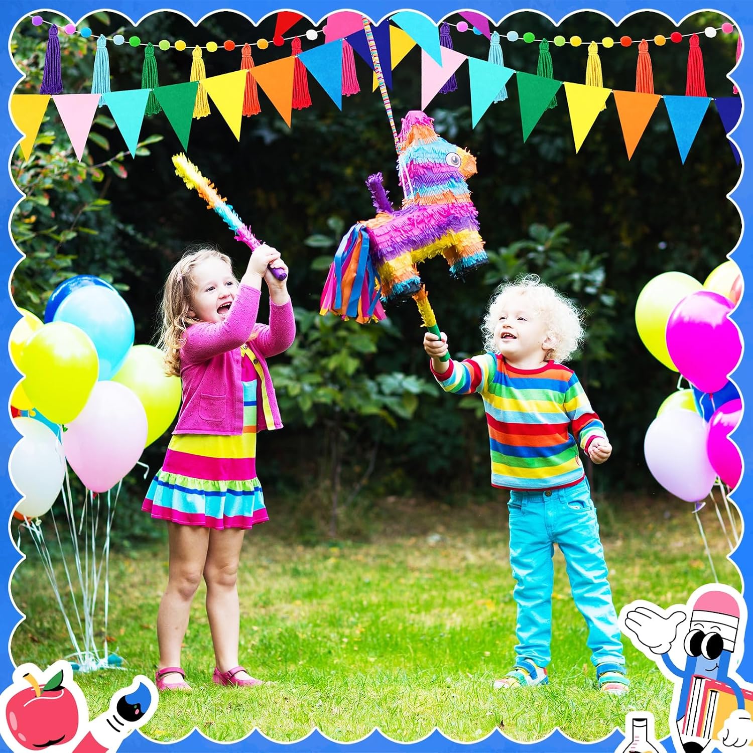 Jansun 4 Pack 26.3 Feet Rainbow Tassel Pom Pom Garland Decorations Felt Bunting Garland Banner Hanging Supplies for Back to School Decor Nursery Wall School Classroom Christmas Tree Birthday Party - Image 6
