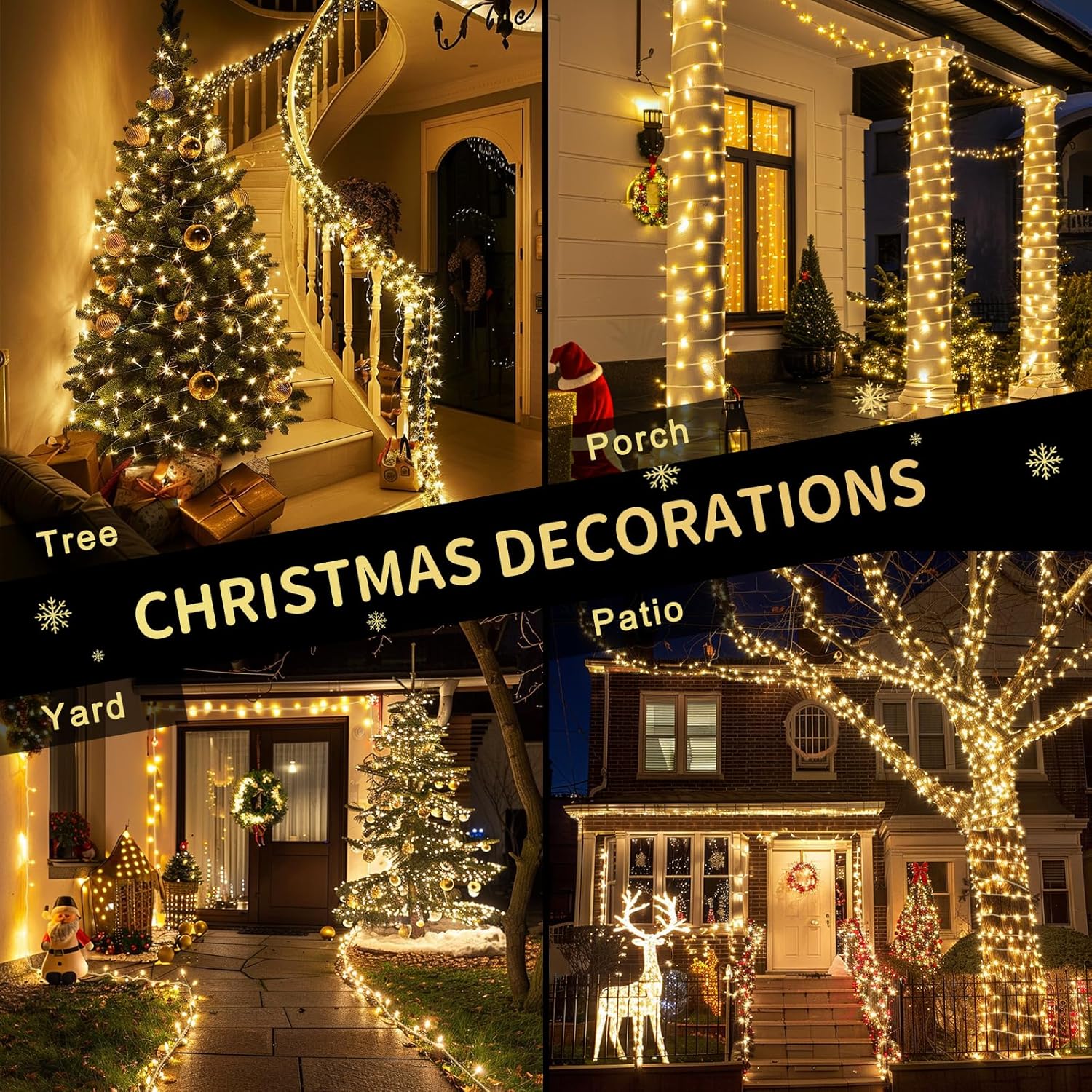 JMEXSUSS 200 LED String Lights Indoor Outdoor Clear Wire, Connectable Warm White Christmas String Lights for Bedroom, 66 Ft Twinkle Fairy Light Plug in for Wedding Home Tree Yard Patio Classroom Decor - Image 8