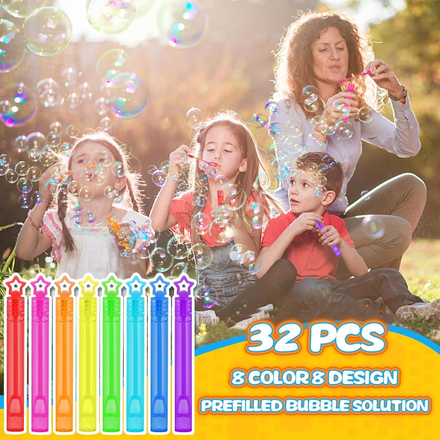 32 Pcs 8 Colors Neon Bubbles Party Favors For Kids, Mini Star Bubble Wand Bulk In Gift Box as Goody Bags Stuffer, Classroom Giveaways, Carnival Prizes Toy, Birthday Treats, Party Supplies For Toddlers - Image 3