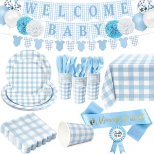 195 Pcs Blue Baby Boy Shower Decora...