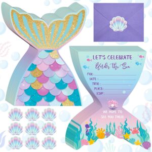 Hotop 24 Sets Mermaid Birthday Invi...
