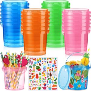 24 Pcs 32 oz Tropical Drink Buckets...