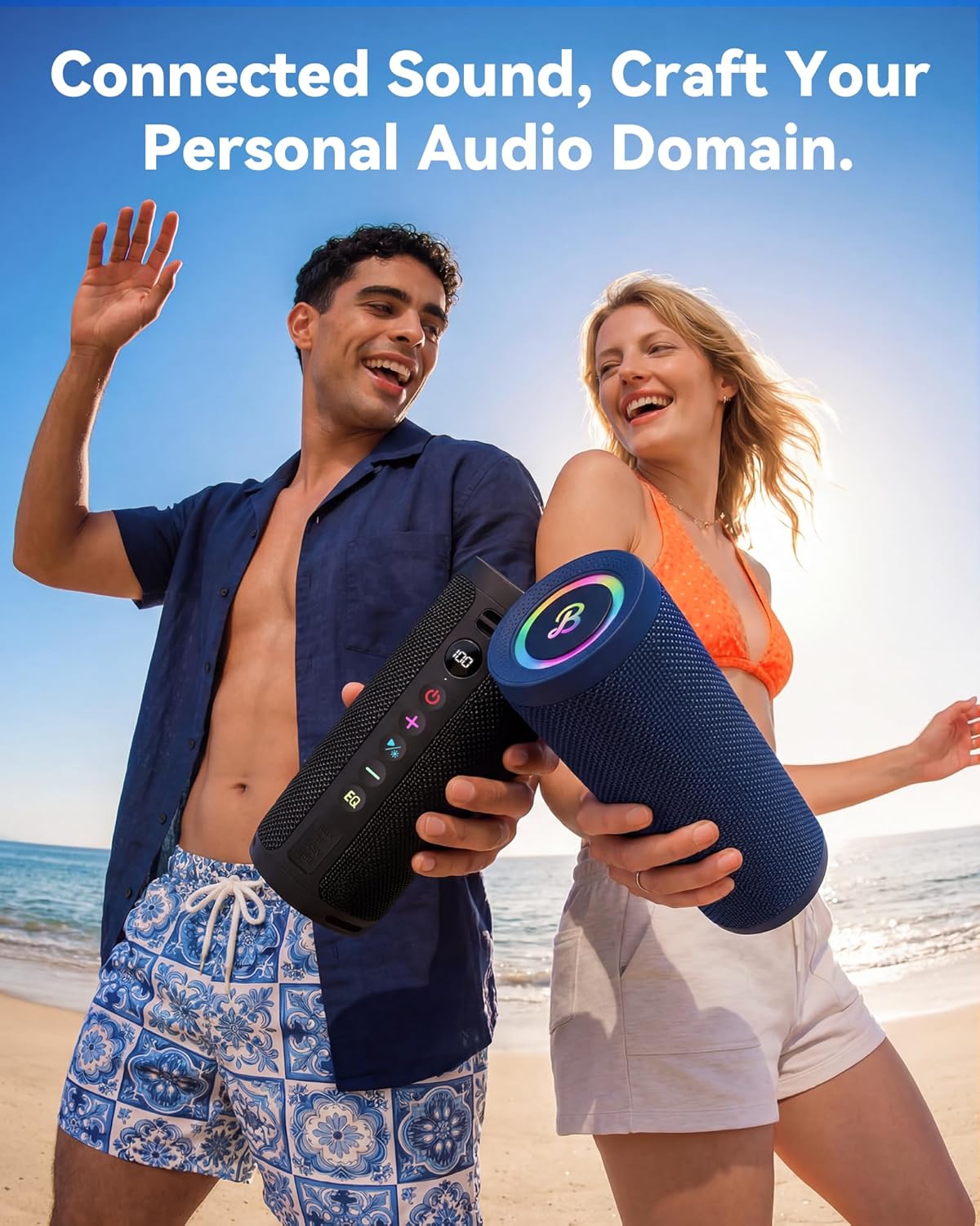 BassBloom Roar 3 Portable Bluetooth Speaker,20W Powerful Sound with JIKE Bass,IPX6 Waterproof,24H Playtime,Bluetooth 5.4,RGB Lights,Wireless TWS Pairing,Outdoor for Camping and Beach (Black) - Image 2