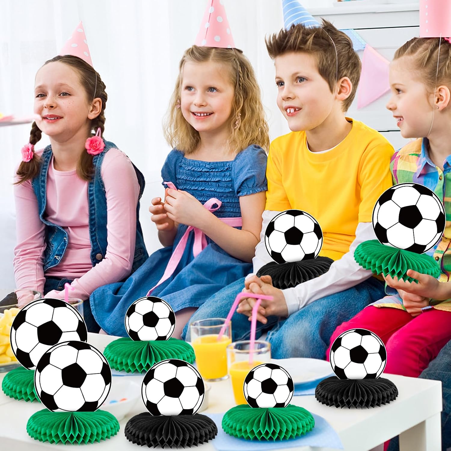 12 PCS Soccer Party Decorations Soccer Honeycomb Centerpieces for Table Sports Themed Tabletop Honeycomb Table Decorations for Boys Birthday Supplies Baby Shower - Image 4