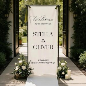 Custom Linen Wedding Welcome Sign w...