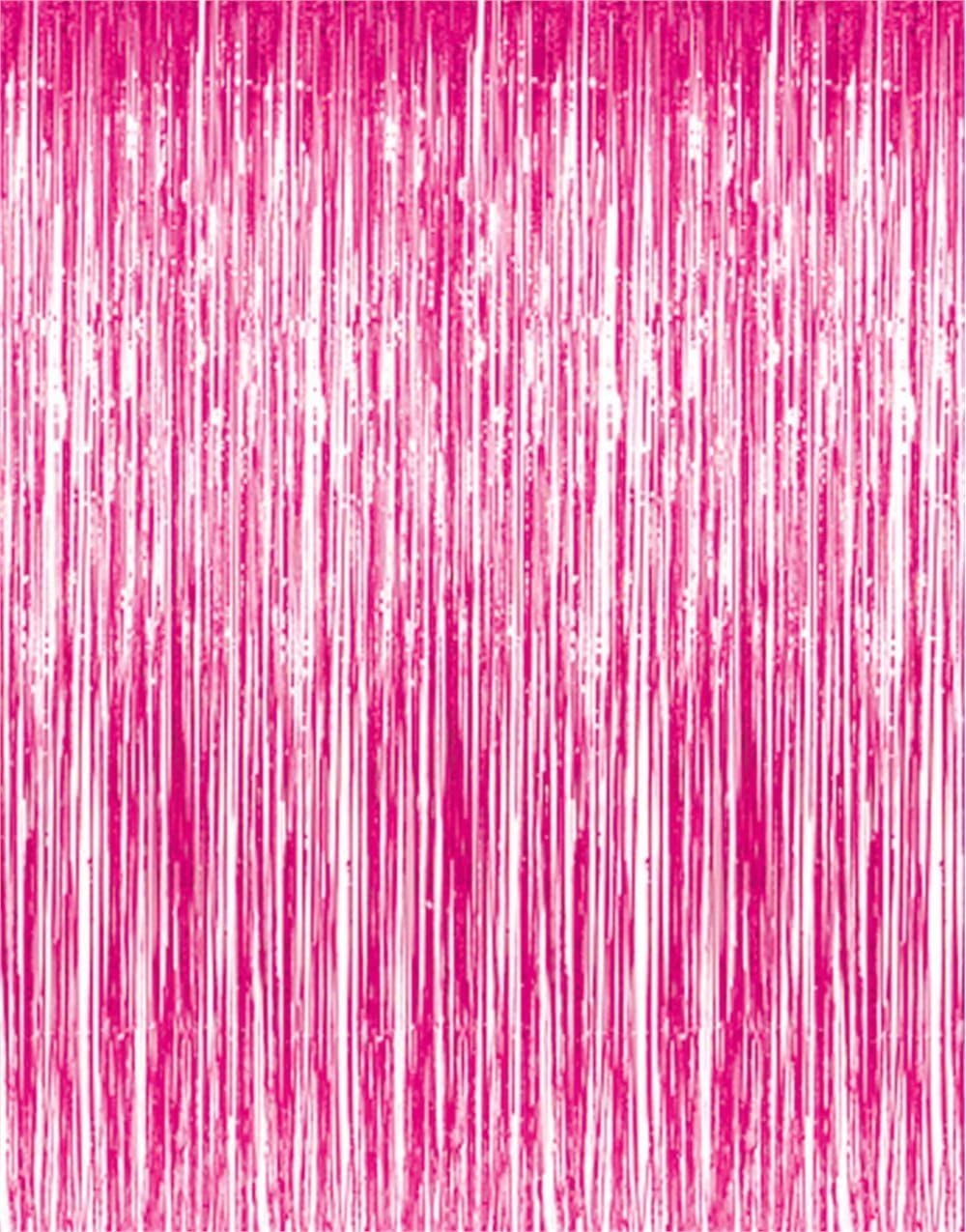 GOER 3.2 ft x 9.85 ft Metallic Tinsel Foil Fringe Curtains Party Photo Backdrop Party Streamers for Galentines Day, Birthday, Graduation, New Year Eve Decorations Wedding Decor (1 Pack, Hot Pink)