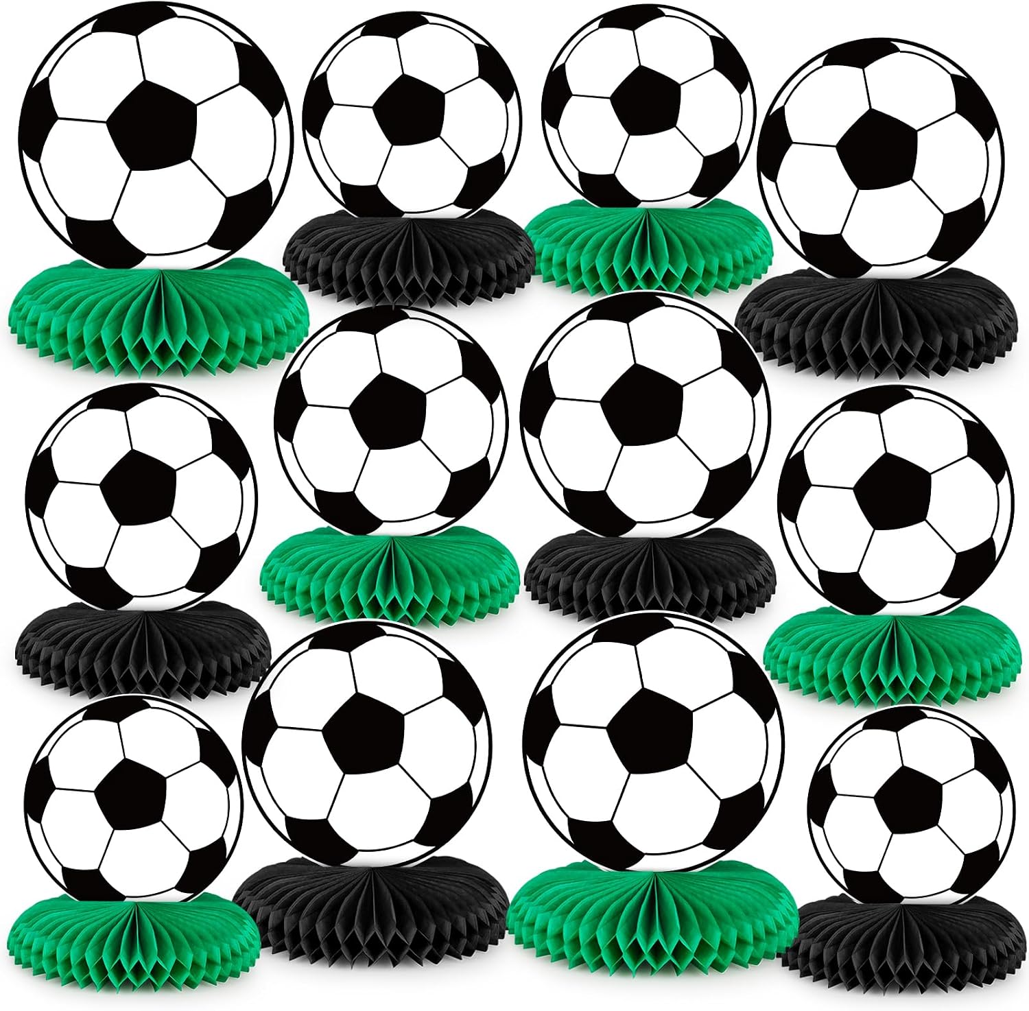 12 PCS Soccer Party Decorations Soccer Honeycomb Centerpieces for Table Sports Themed Tabletop Honeycomb Table Decorations for Boys Birthday Supplies Baby Shower