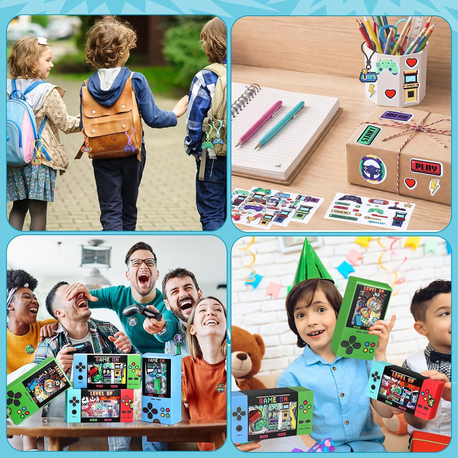 147 Pcs Video Game Party Favors for 12 Kids Gamer Goodie Bag Stuffers for Boys Gaming Birthday Party Supplies with Gift Boxes, VIP Pass, Balloons, Bracelets, Keychains, Badges, 3D Stickers - Image 7
