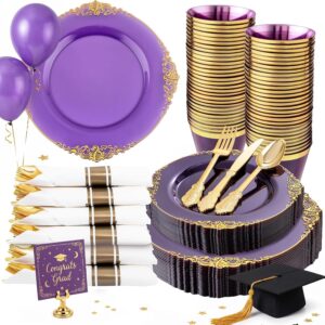 Nervure 175PCS Purple Plastic Plate...