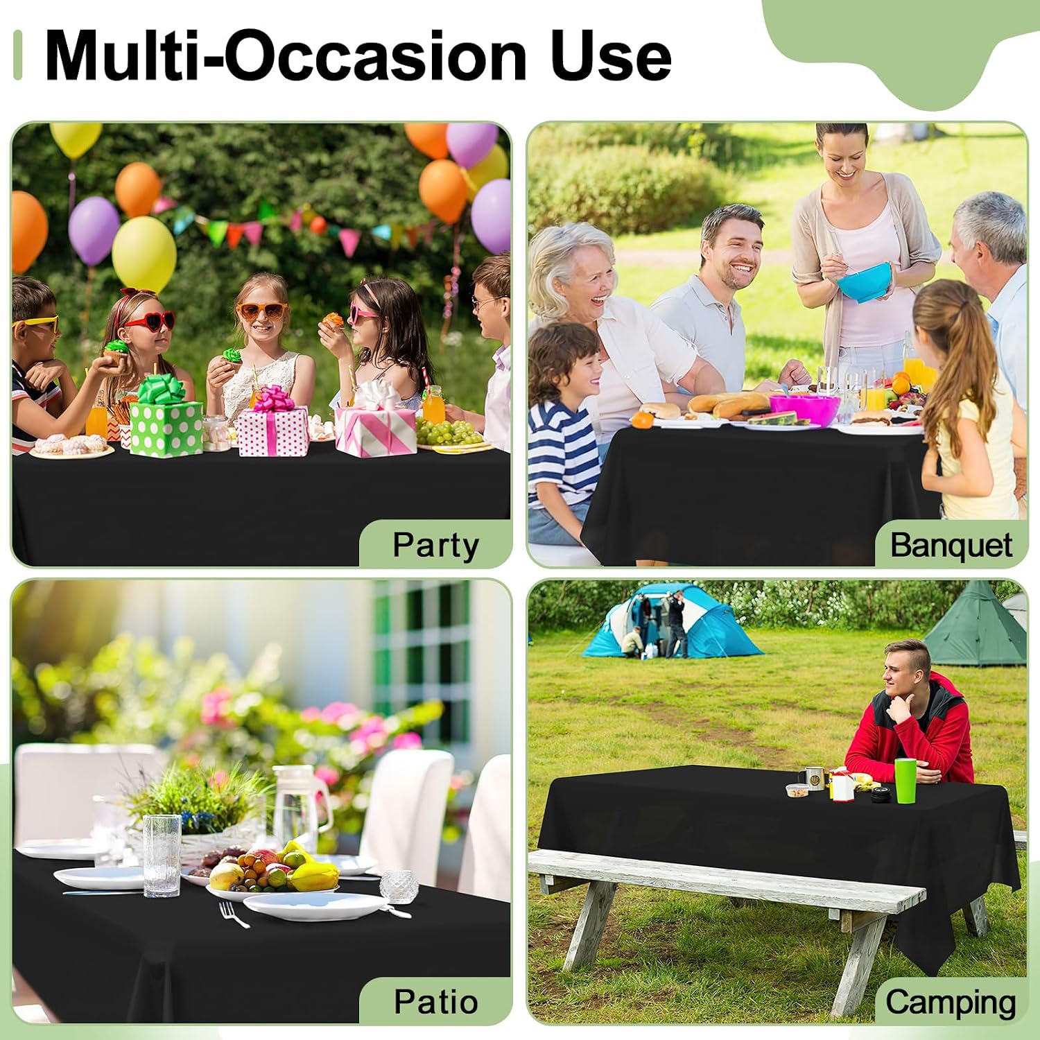 misaya 6 Packs Disposable Plastic Table Cloth, 54 x 108 Inch Waterproof Rectangle Tablecloth, Leakproof & Sturdy Decorative Table Covers for Party, Outdoor and Back to School, Black - Image 7