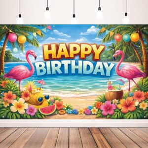 Happy Birthday Flamingo Backdrop, T...