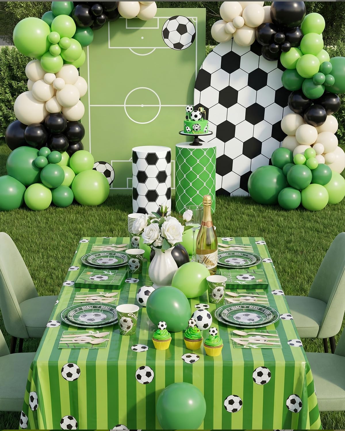 Goodluck World Cup Paper Plates for 30 Guests, Soccer Party Decorations Supplies, Disposable Tableware Sets Include Paper Plates and Napkins with Cups Tablecloth Banner, for Soccer Theme Party - Image 7