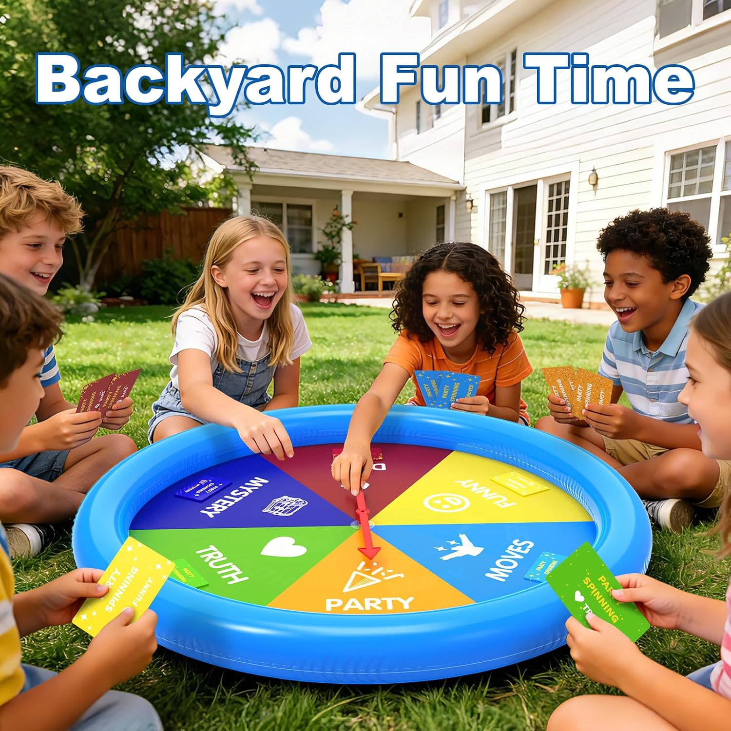 Inflatable Pool Party Game Table with Waterproof Silly Challenge Cards & Spinner, Floating Pool Game Toys for Teens Adults Family, Summer Pool Accessories for Backyard Beach Party - Image 8