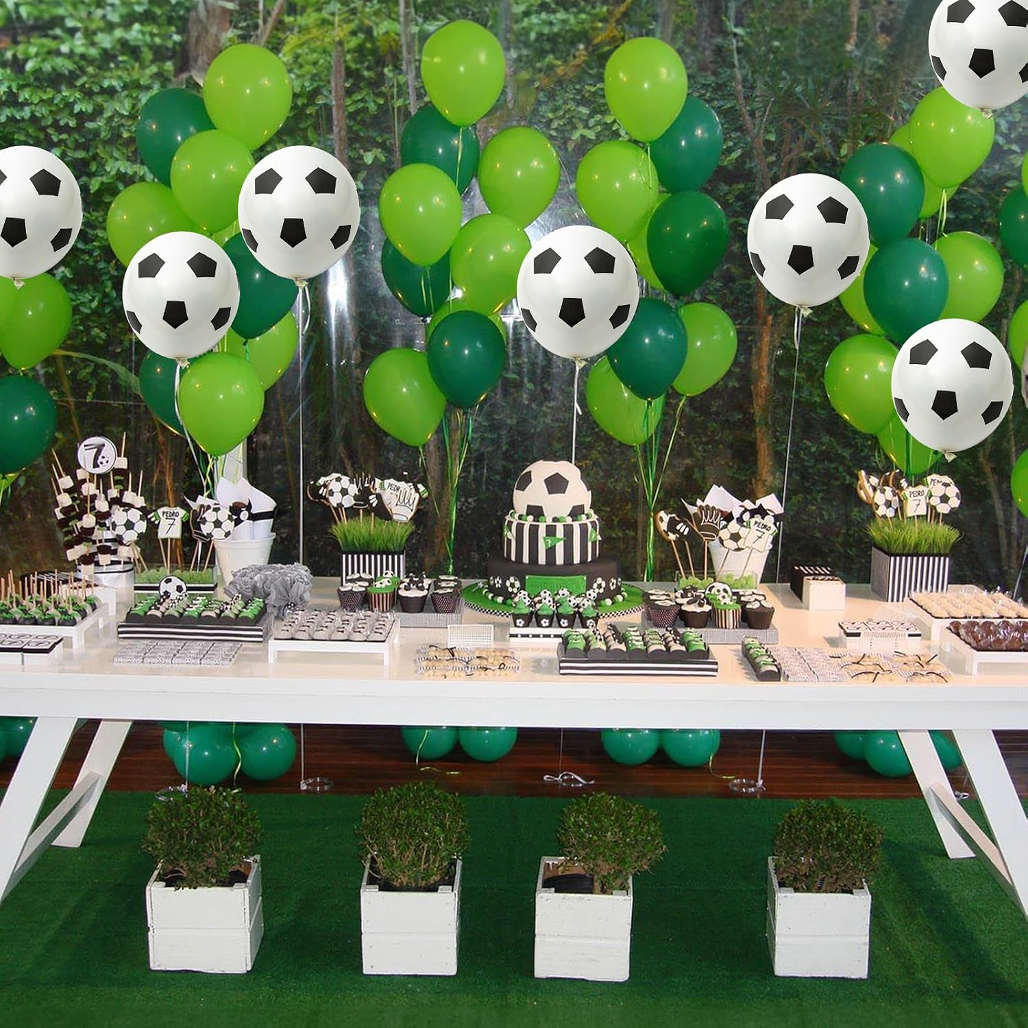 35 Pcs Soccer Ball Balloons, Black White Soccer Birthday Latex Balloons for Boys, Soccer Party Decorations Supplies for Kids Children Football Lover Sport Theme Birthday Baby Shower Party Decor - Image 7